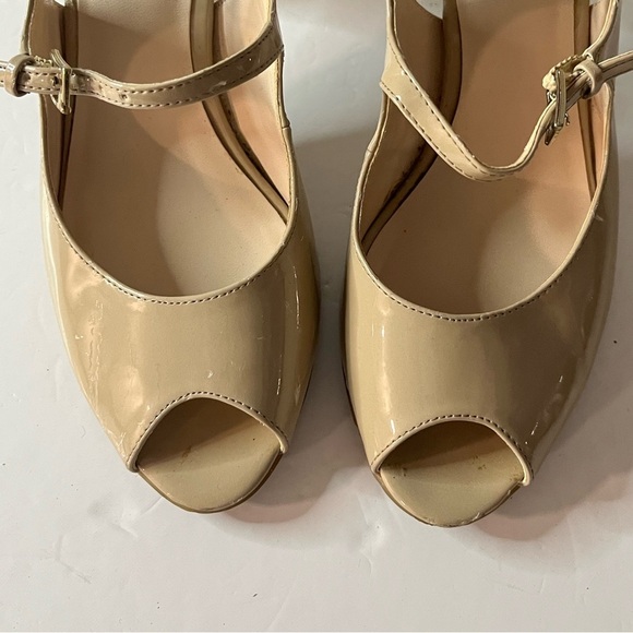 Naturalizer Beige Patent Leather Slingback Peep Toe Heels | Approx. Size 9-9.5 - Picture 8 of 12